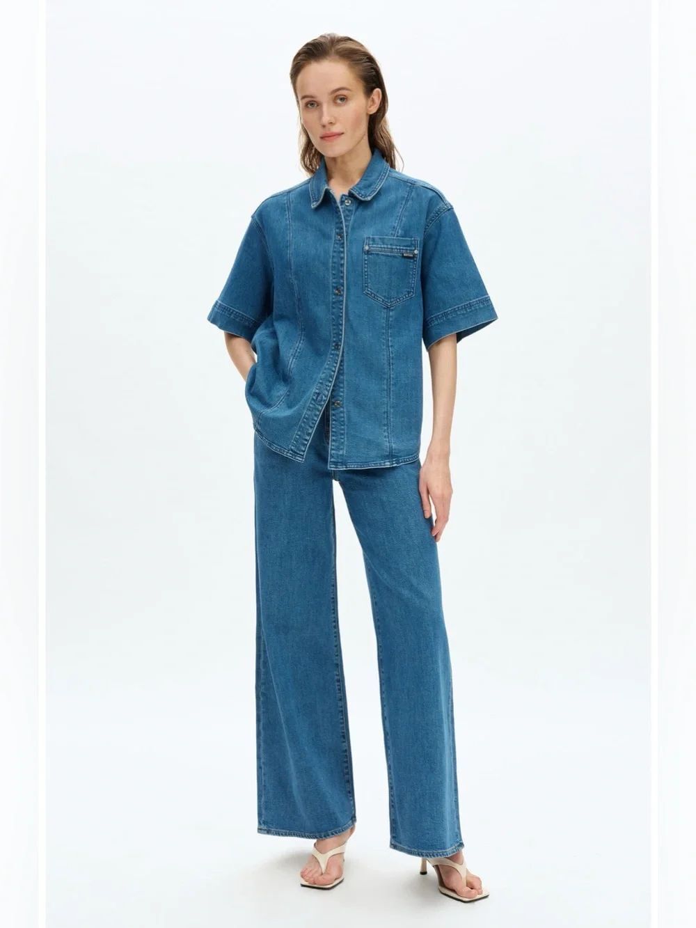 NWT Bayeas Zephyrine Denim Button-Up Shirt